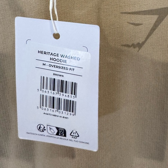 Gymshark HERITAGE WASHED HOODIE Oversized Fit Medium Tan - Picture 13 of 13